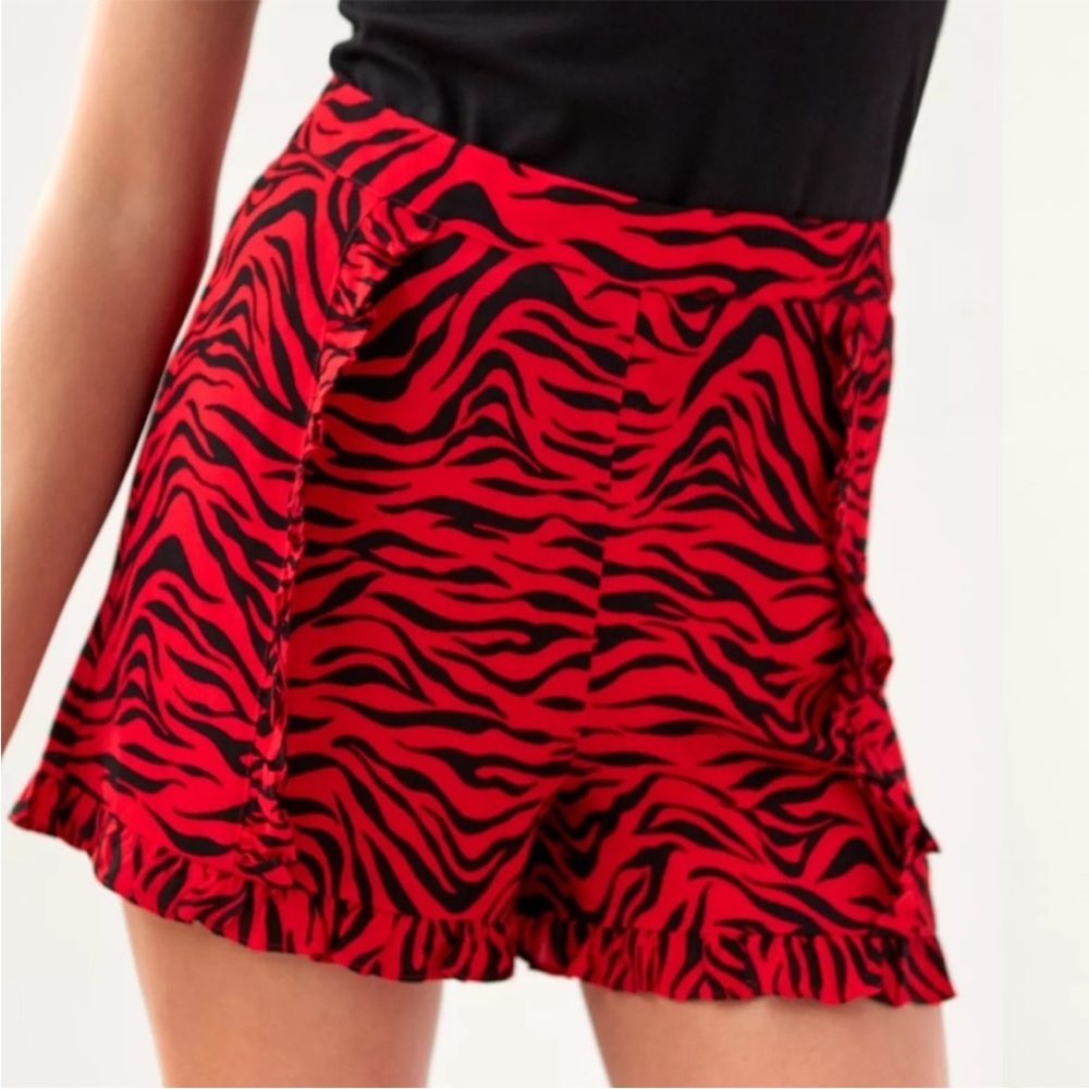 Sunday Best Gemma Ruffled Zebra Print Red Black Shorts Size 6 Small